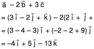 Diketahui vektor a = 3i – 2j + k, b = 2i + j + 4k, dan c = –i + 3j – 2k
