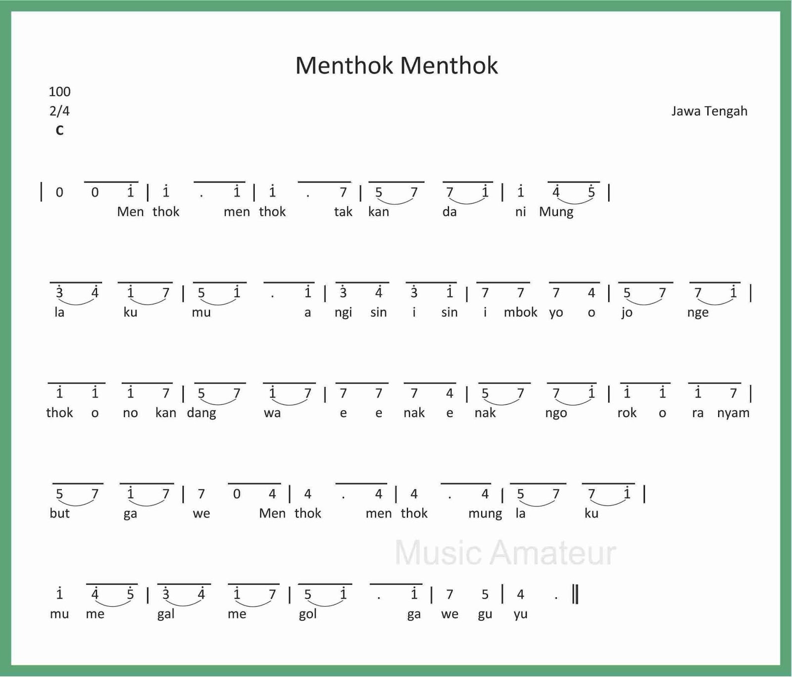 Not Angka Menthok Menthok Seputar Musik