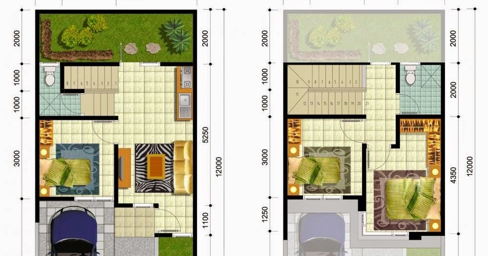 Denah Rumah Minimalis 2 Lantai 6x12 Untuk Keluarga Baru - DESAIN RUMAH