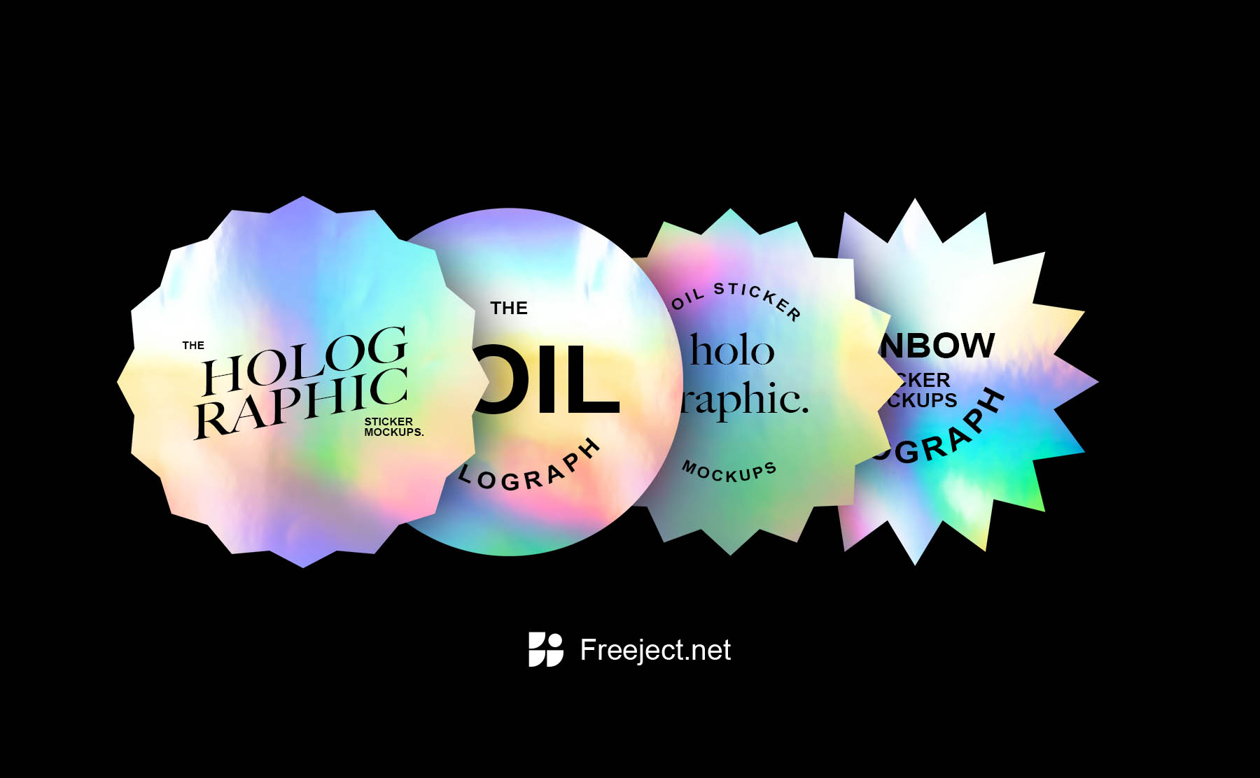 4 Holographic / Rainbow Foil Sticker Mockups VOL 2