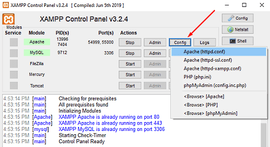 Apache non si avvia dal pannello di controllo XAMPP