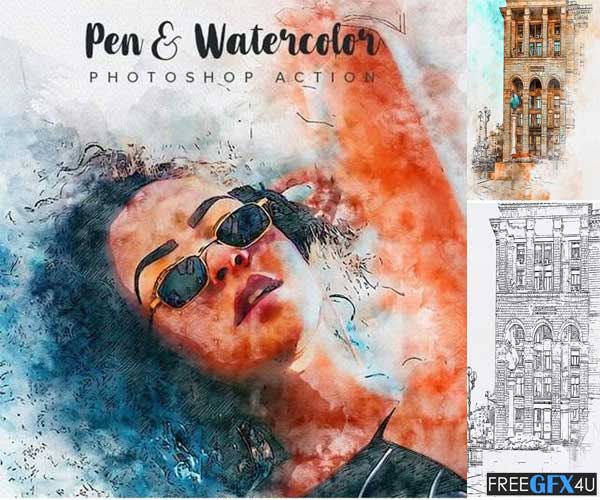Pen & Watercolor Photoshop Action