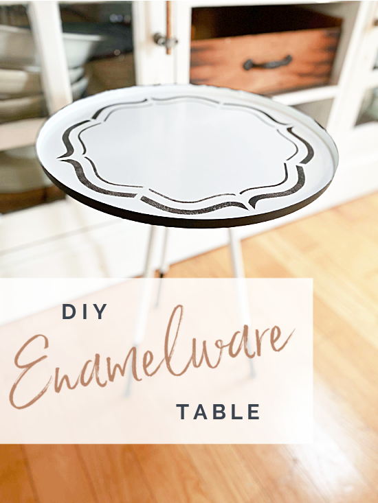 enamelware table with overlay