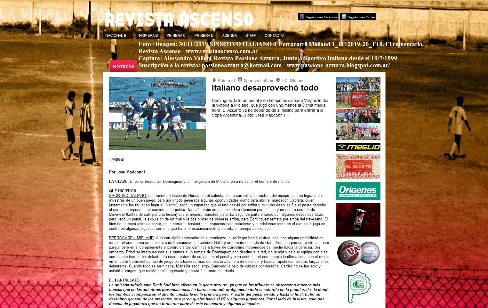 Revista Ascenso, Sportivo Italiano