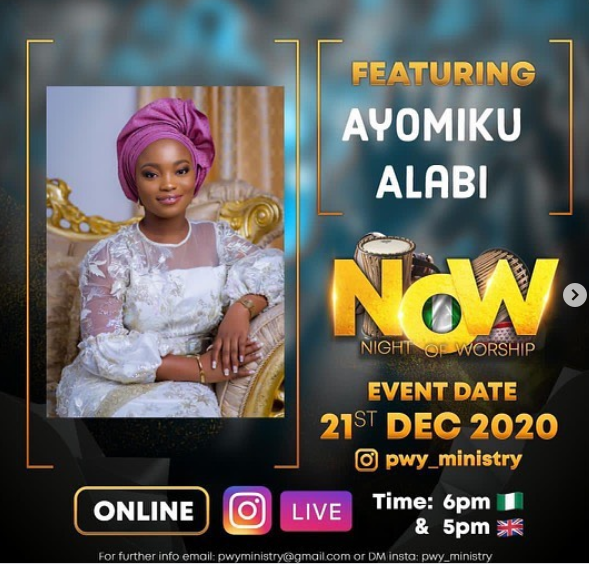 [Event] Ayomiku Alabi Set To Minister At Night Of Worship 2020 (Virtual) | 21st Dec. 