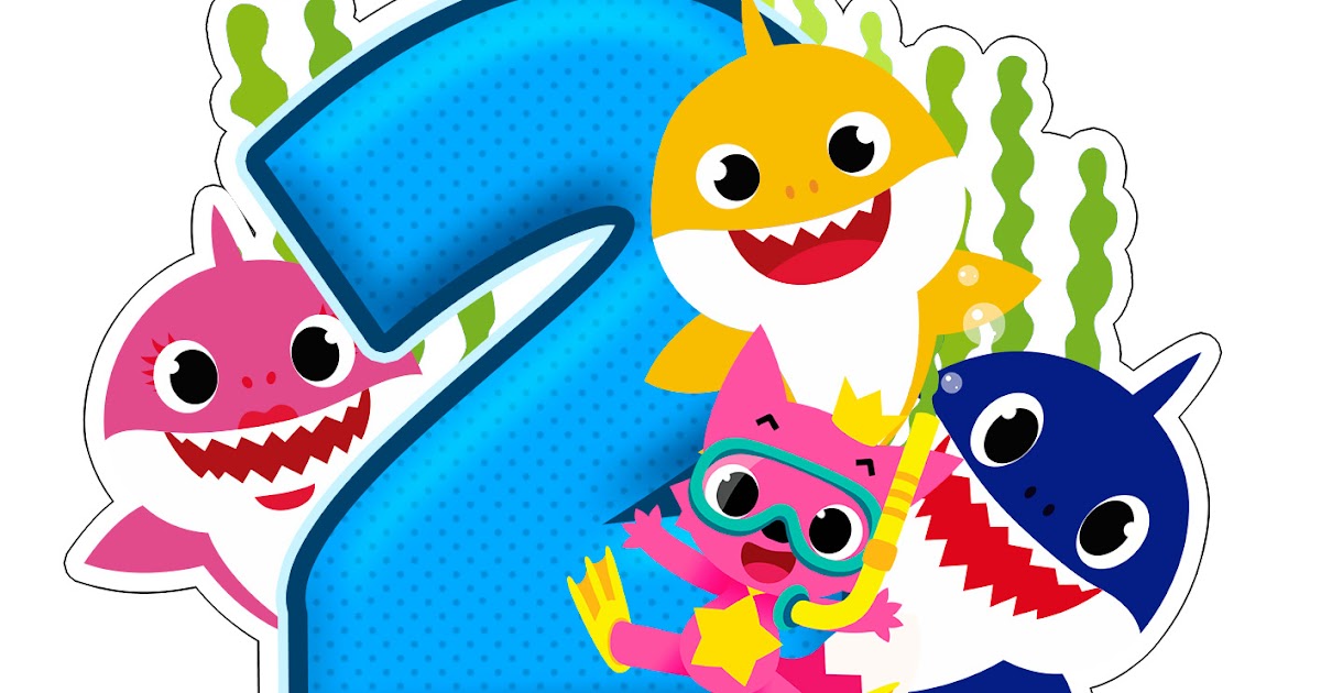 Fiesta De Baby Shark Con El N mero 2 Toppers Para Tartas Bizcochos O 