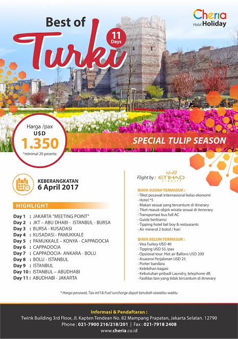Paket Tour Cheria Setelah Lebaran Idul Fitri 2018 / 2019 