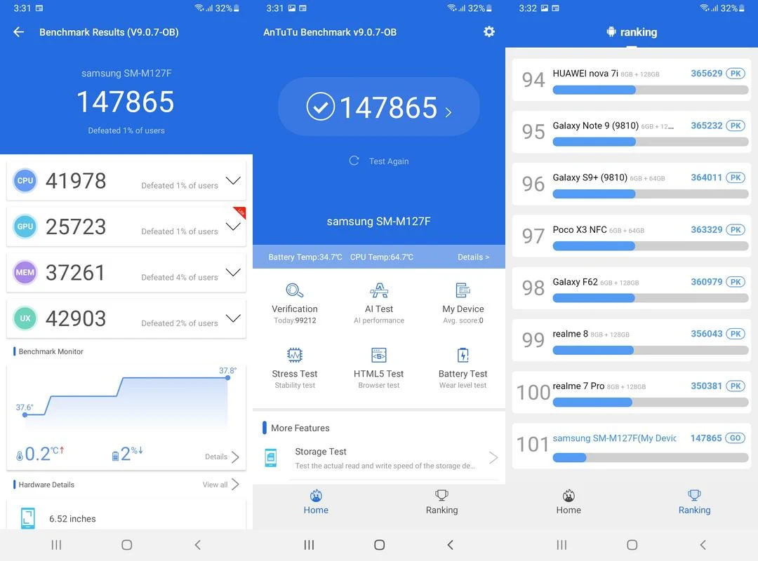 Benchmark AnTuTu v9 Samsung Galaxy M12