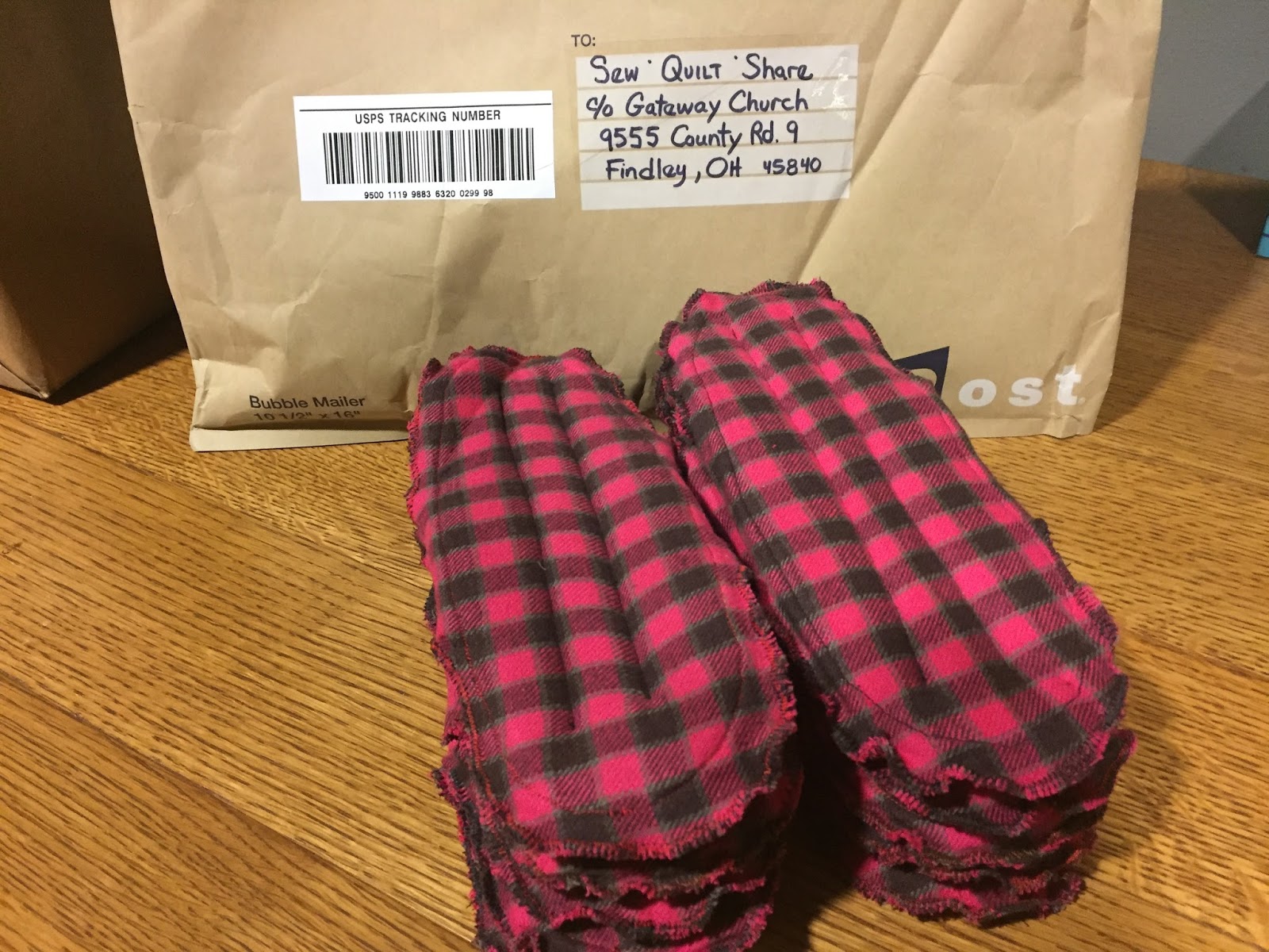 Sew in Peace Pad Donations Fall 2016