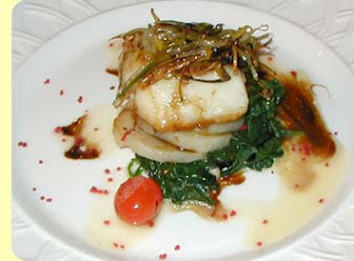 Chilean Sea Bass with hazelnut Rolled Asparagus
