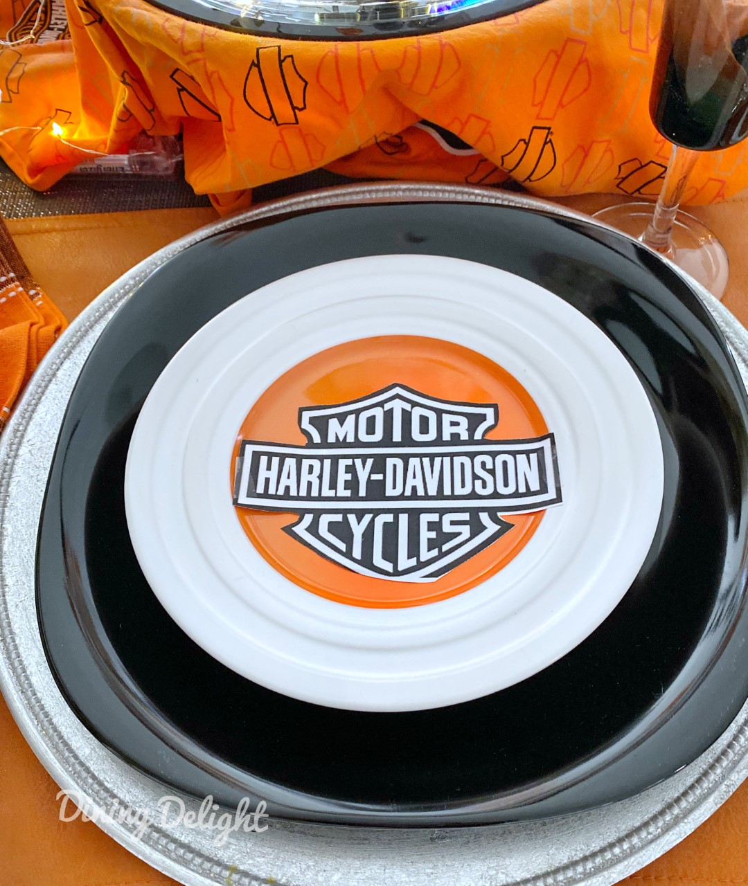 Dining Delight Father's Day Table with Harley Davidson Theme