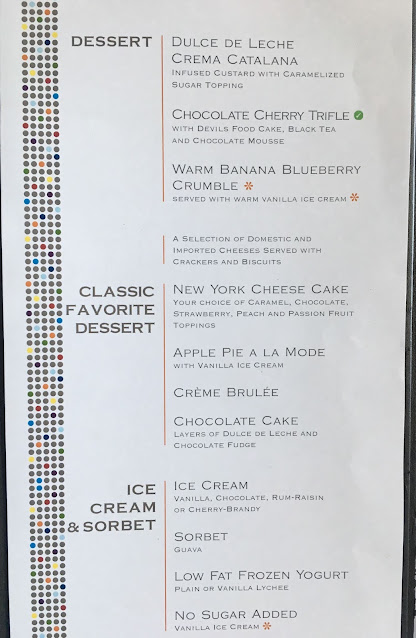 Celebrity Cruises dessert menu