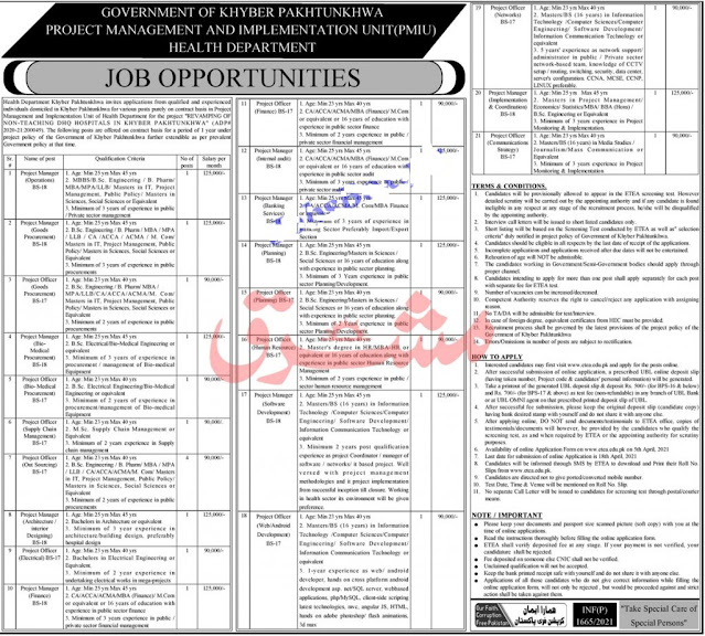 KPK Health Department Jobs In April 2021 | Apply Online via www.etea.edu.pk