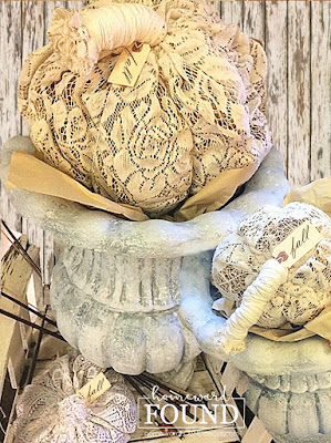 fall, autumn, fall decor, autumn decor, pumpkins, decorating with pumpkins, fabric pumpkins, no sew pumpkins, lace pumpkins, boho pumpkins, boho decor, boho style, macrame, soft scultpure pumpkins, neutrals, neutral decor, neutral fall decor, home decorating, diy,  diy decor, diy home decor, fabric crafts, repurposed, upcycled, vintage style.