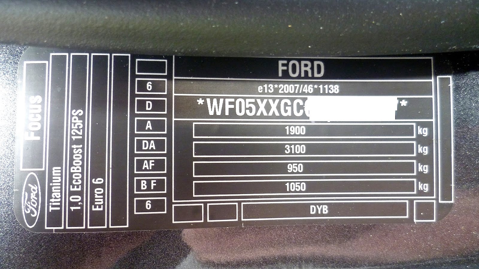 2007 Ford Focus Paint Code Location