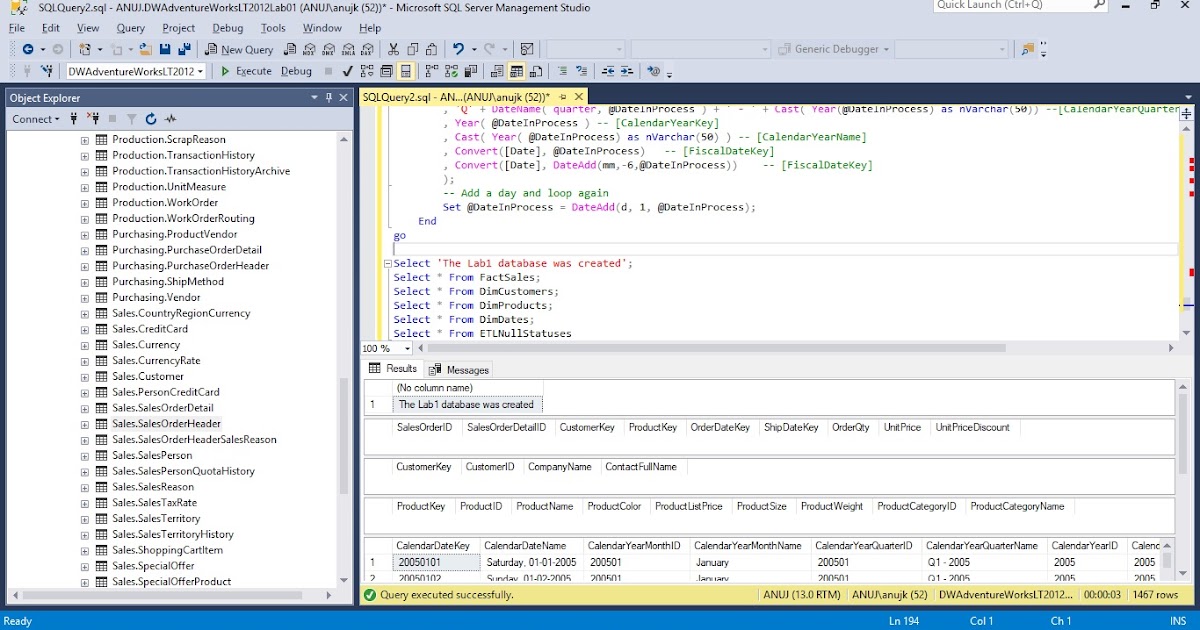 Microsoft BI Stack Project: SSMS 1 - Creating Data warehouse using SQL ...