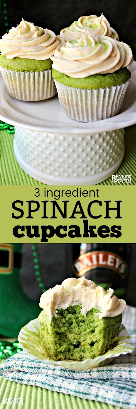 Spinach Cupcakes with Irish Cream Frosting Renee's Kitchen Adventures