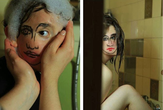 Clever Portraits of Double-Faced Girl 