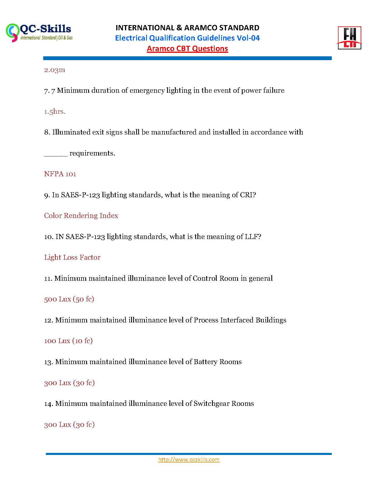Electrical QC Notes of Saudi Aramco Qualification Guideline Vol4