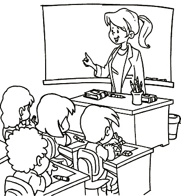 Primer día de clase (Profesora dando clases a sus alumnos dentro del aula)