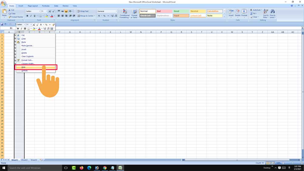 How to Hide a Column in Excel?