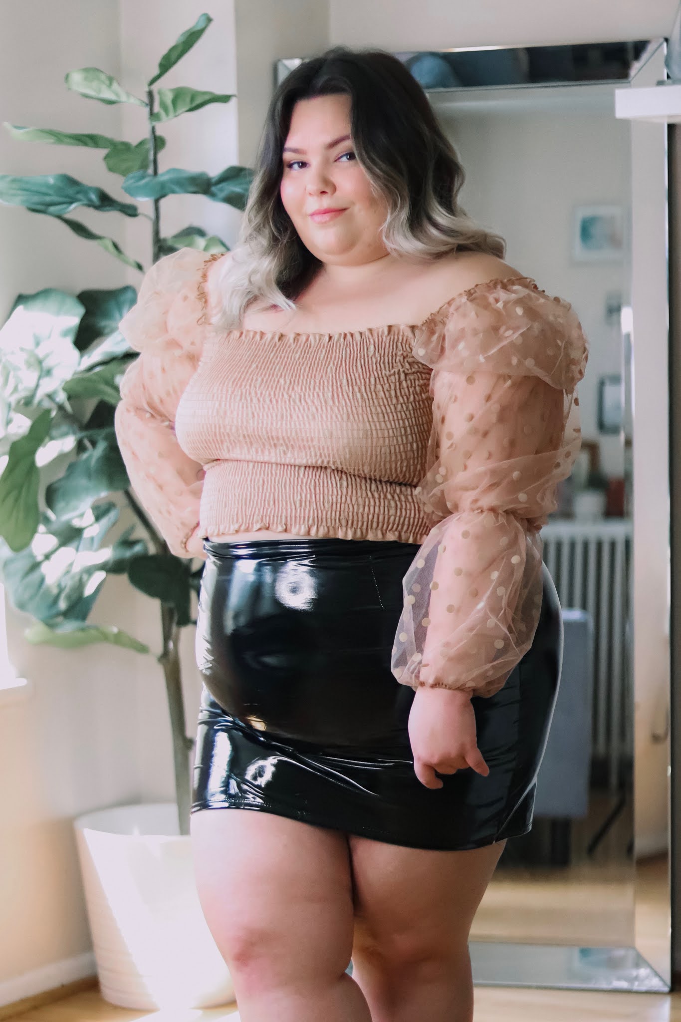 Chicago Plus Size Petite Fashion Blogger Natalie Craig Natalie in the City reviews Fashion Nova Curve's plus size latex mini skirts