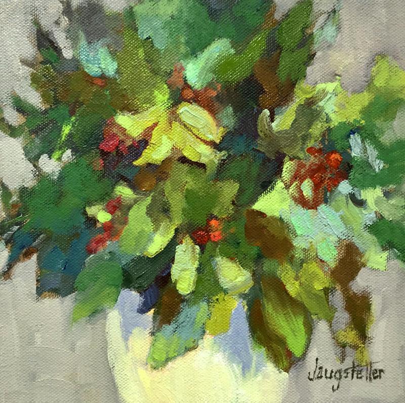 Floral Paintings By Deanna Jaugstetter Still Life Painting Christmas Gathering The Christmas Greenery Still Life Painting 1