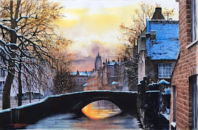 10-Bruges-Belgium-Igor-Dubovoy-Realistic-Urban-Watercolor-Paintings-www-designstack-co