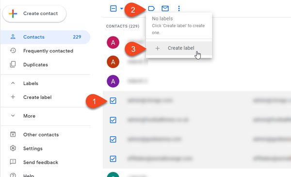 Gmail에서 한 번에 여러 연락처를 선택하는 이메일 목록 만들기