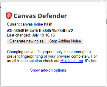 CanvasDefenderを使用してChromeでキャンバスフィンガープリンティングをブロックする