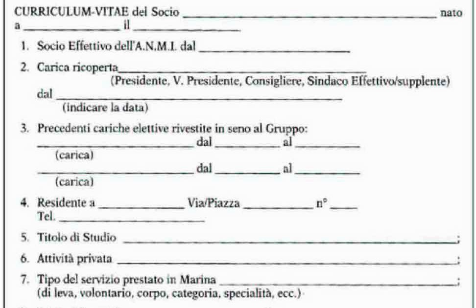 Modulo Di Curriculum Vitae Da Scaricare Curriculum Vitae Da Compilare E Stampare - Birthday Letter