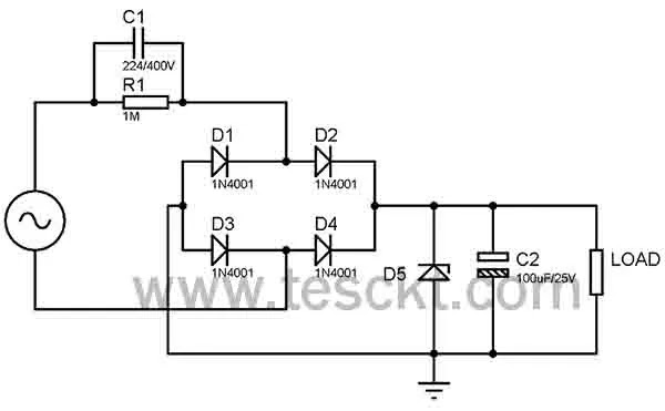Capacitive dropper circuit for transformerless power supply Capacitive dropper circuit for transformerless power supply