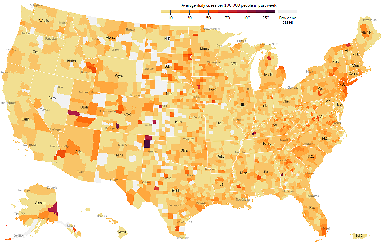 NYT map of infection rates across the country