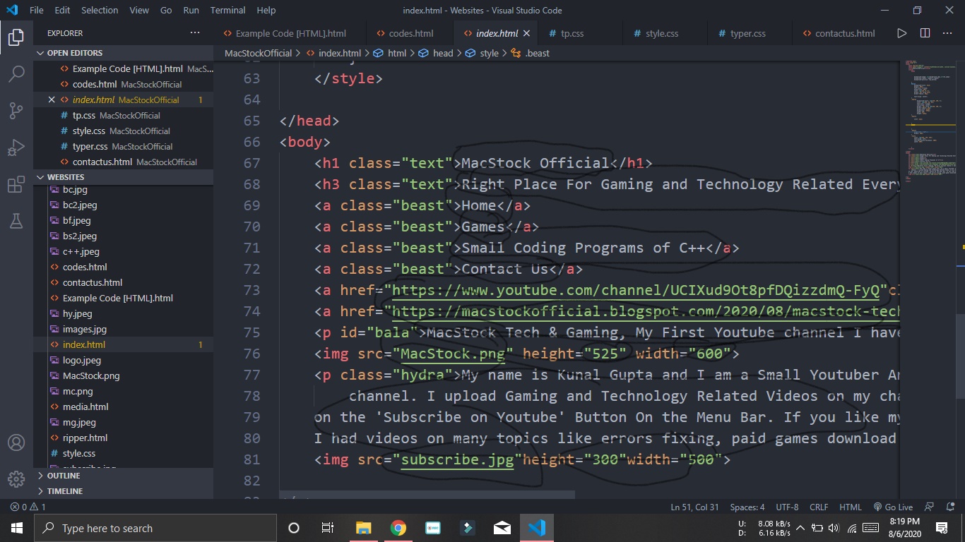 Sample website source code in html and css - sakiflying