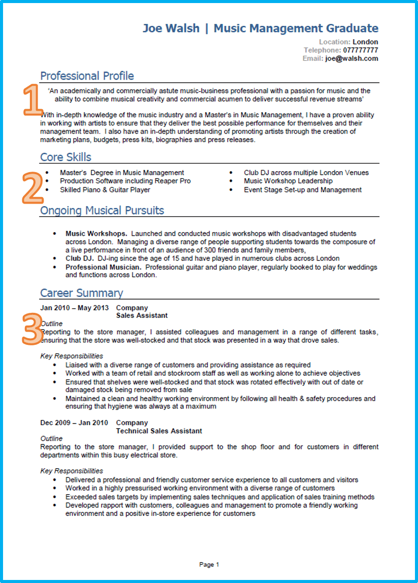 an example of a good graduate junior cv design kwanza graduate cv