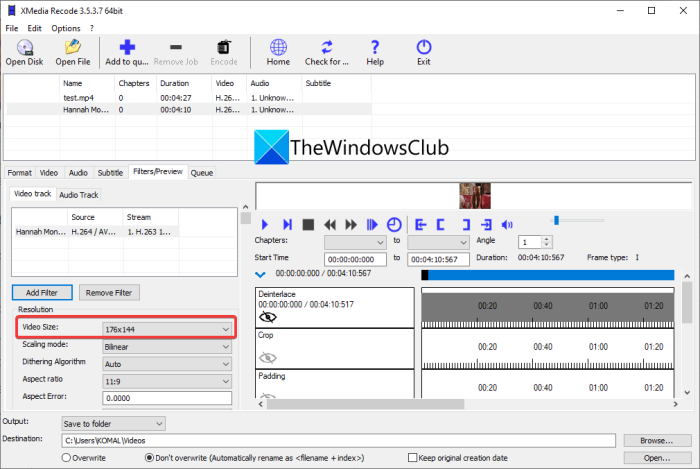 Redimensionar videos por lotes en Windows