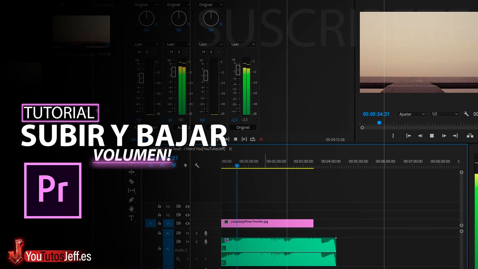 Como Subir y Bajar VOLUMEN de Audio Premiere Pro 🟣