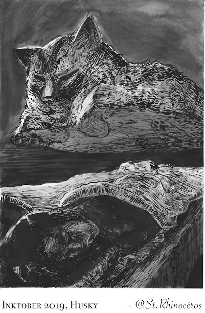 Inktober 2019 Day 6, Husky, by Ciana Pullen / St. Rhinocéros Sketch of Inktober 2019 Day 6, Husky, by Ciana Pullen / St. Rhinocéros
