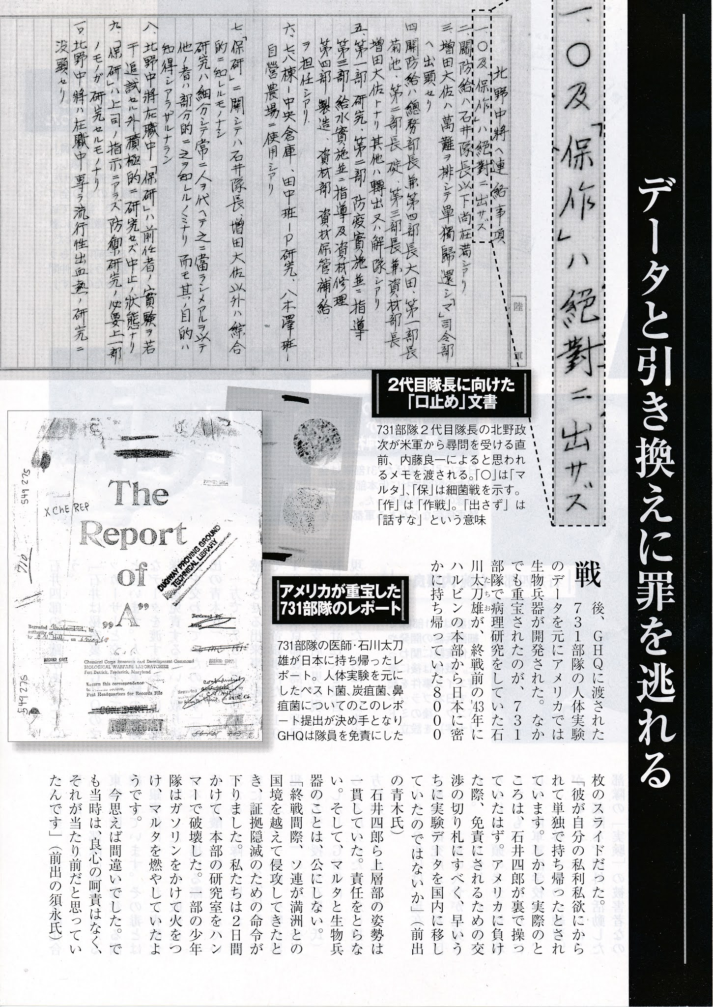 日本現代誌 連載を開始します 人骨発見17周年集会 731部隊 実像と虚像 講演録 １