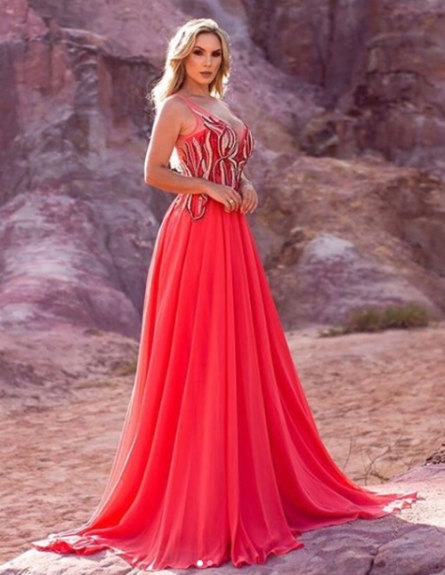 vestido de festa coral vestido de festa coral
