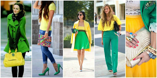 the matching of green and yellow