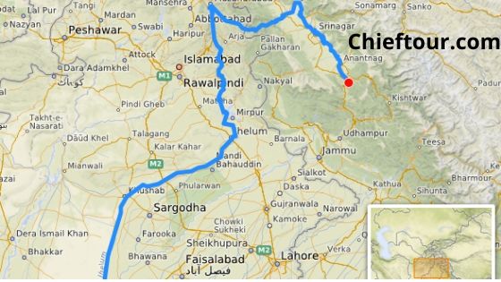 Distances of Khewra Salt Mine From the other cities of Pakistan: