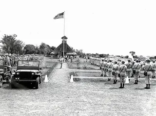 Opening of the Memorial Day services at the Batangas cemetery for members of the 11th Airborne and 1st Cavalry Divisions.  Taken 30 May 1945.