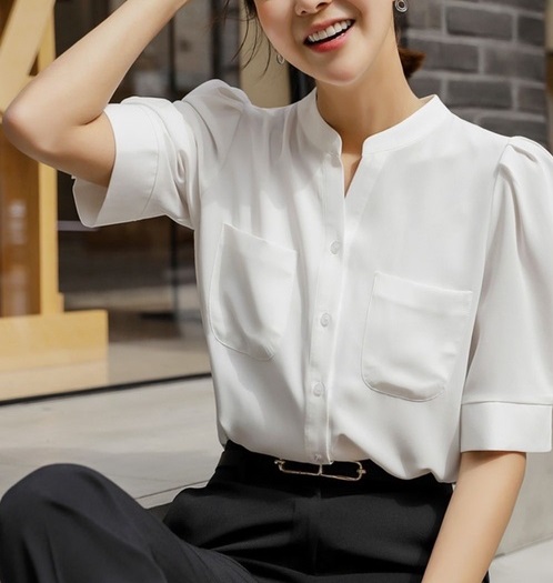 ÁO SƠ MI CÔNG SỞ NGẮN TAY, ÁO KIỂU CỔ TÀU THỜI TRANG AA567