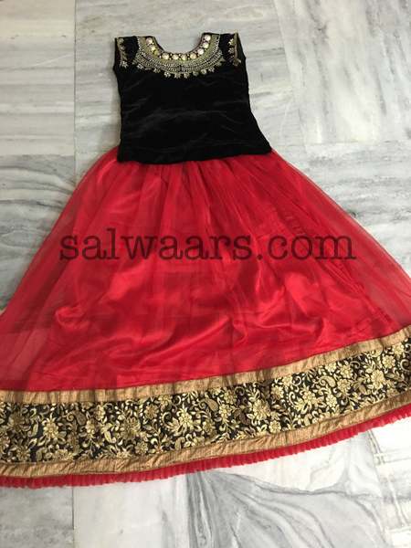 Red Lehenga Black Blouse for 9 years - Indian Dresses