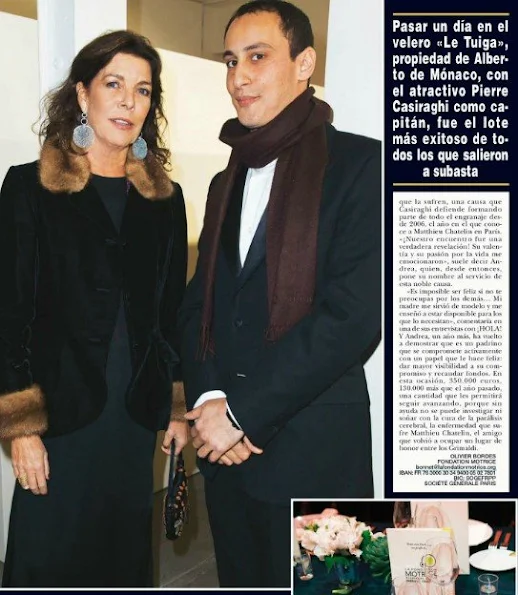 Princess Caroline of Hanover, Andrea Casiraghi, Pierre Casiraghi, Tatiana Santo Domingo attended the annual charity dinner of the Foundation Motrice in Paris