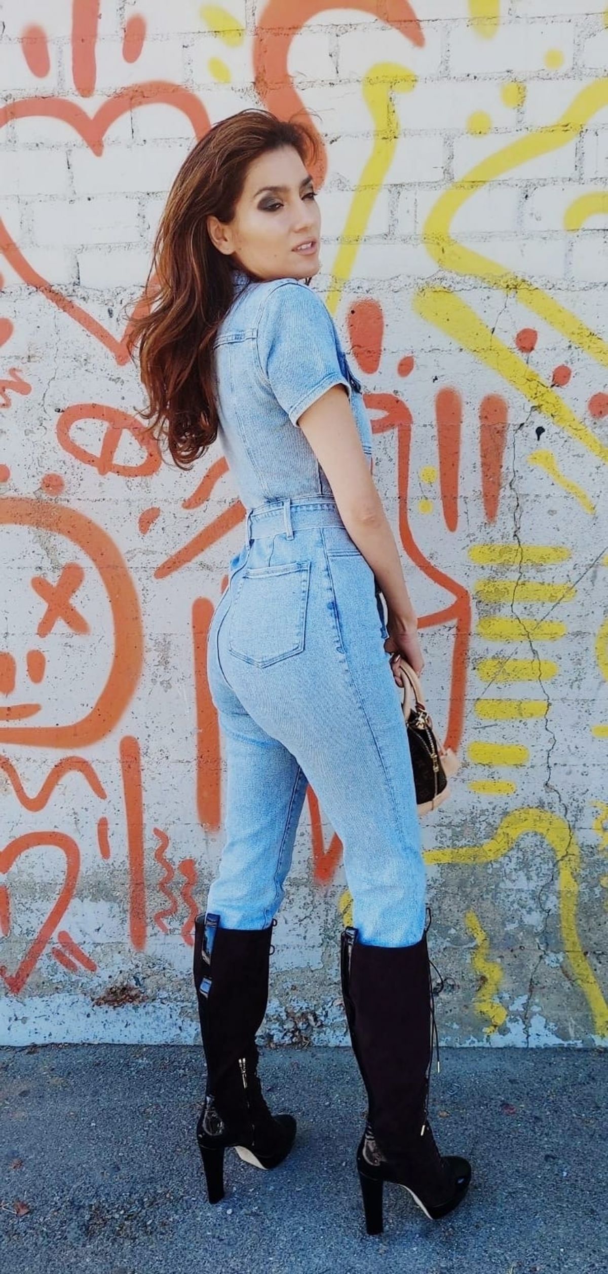 Blanca Blanco Clicked in a Denim Jumper Out in Los Angeles 9 Nov-2020