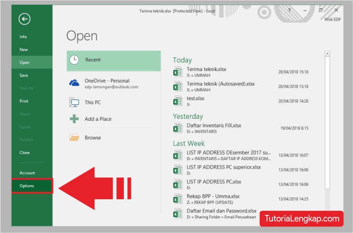 Cara mematikan fitur protected view pada excel, word