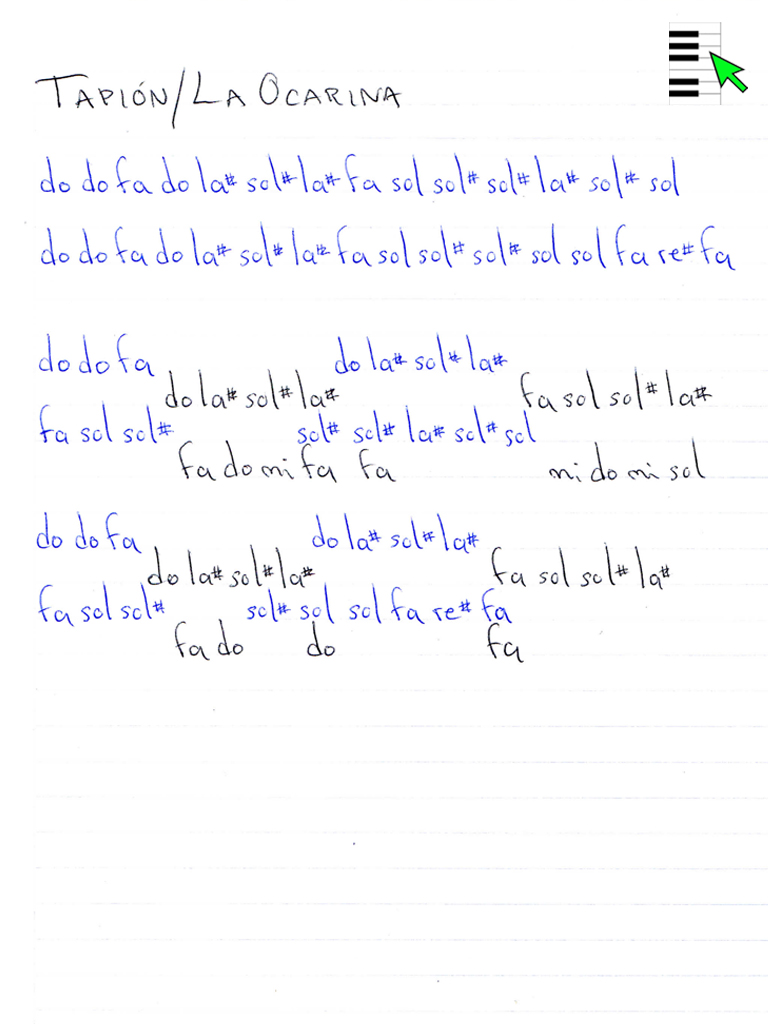 Notas Musicales Tapiòn / La Ocarina / Notas Musicales