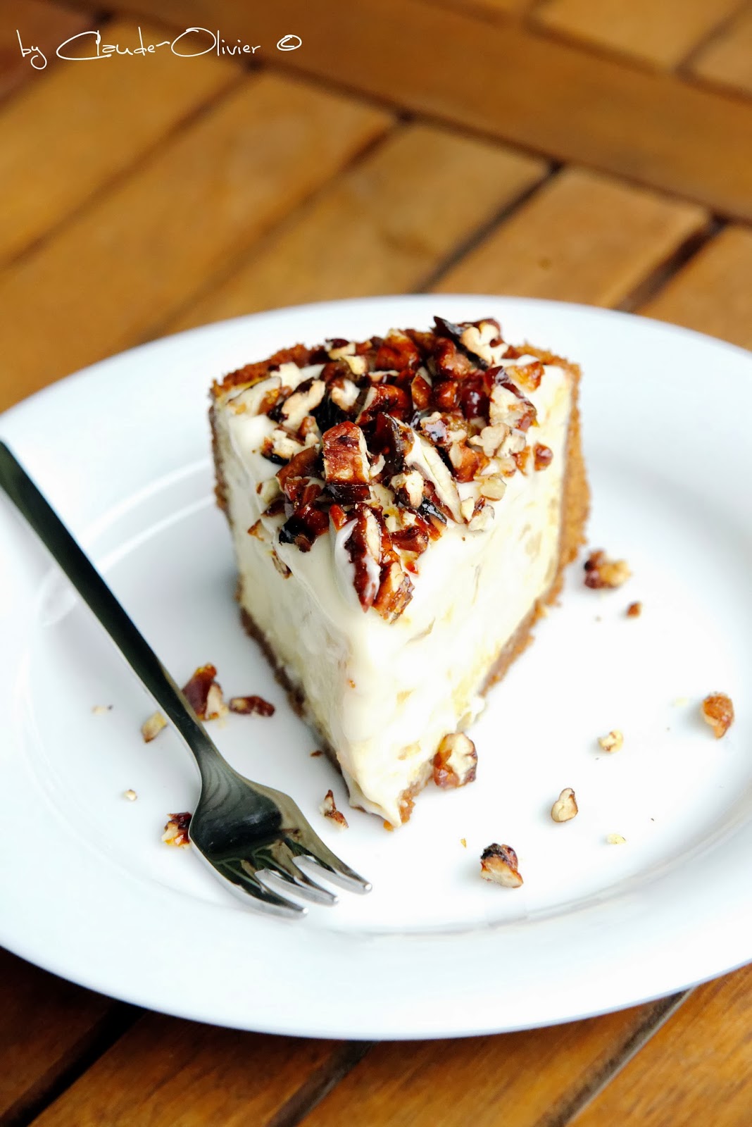 Chesecake aux pommes et sirop d'érable, noix de Pécan caramélisées